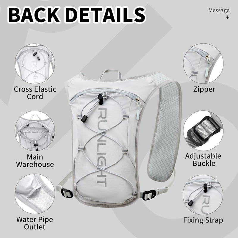 Runlight Running Vest for Women Men Lightweight Hydration Backpack Pack with 1.5L Water Bladder Bag Hydro Daypack for Hiking,Trail,Skiing,Camping,Cycling,Race,Marathon - Image 4